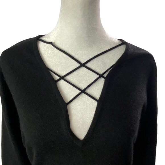 Vtg SCOTCH HOUSE Women Pullover Cashmere Sweater Long Sleeve Sz M Black 79-20 - Picture 4 of 16